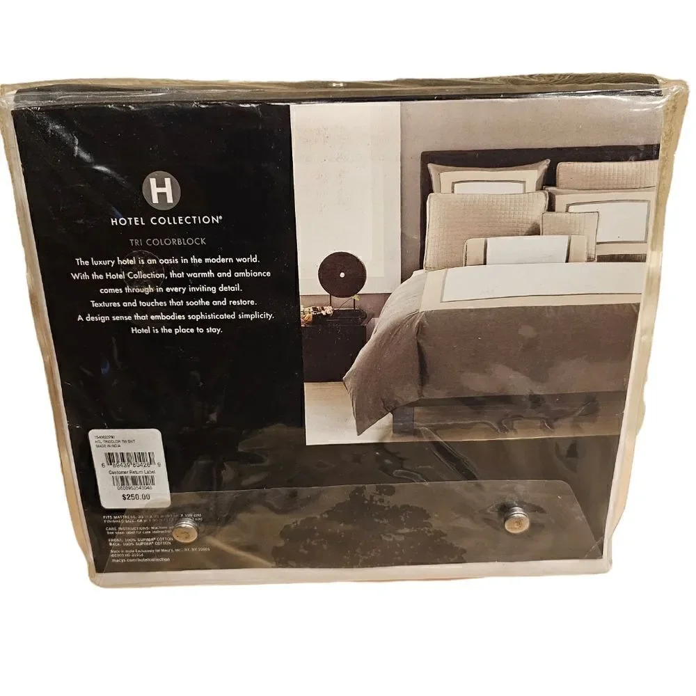 HOTEL COLLECTION Tri-Color Twin Comforter Cover‎ & Bedskirt - NEW
